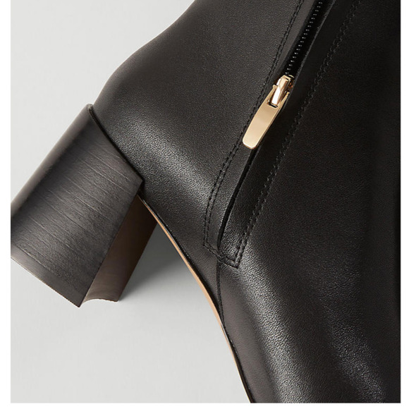 NWOB Ann Taylor black Leather Flare Heel Bootie 7 - Picture 3 of 7